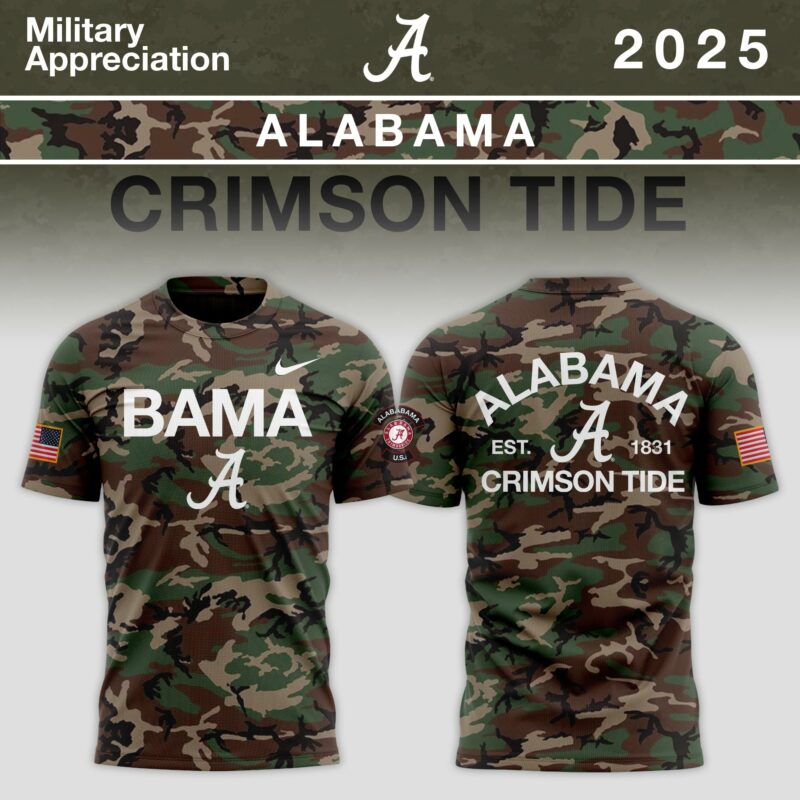_ Alabama Crimson Tide 2025 Military Appreciation Limited Edition T-shirt - Camo