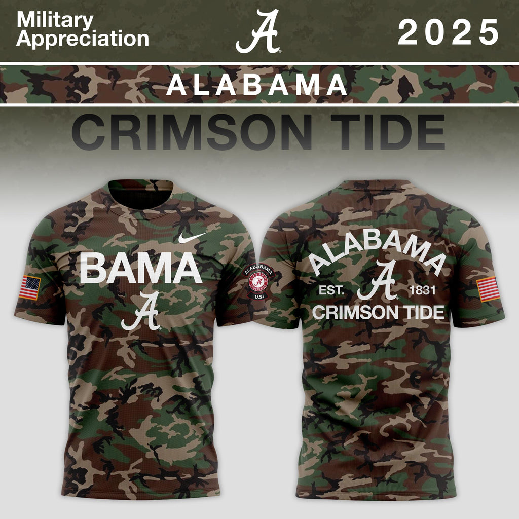 _ Alabama Crimson Tide 2025 Military Appreciation Limited Edition T-shirt - Camo