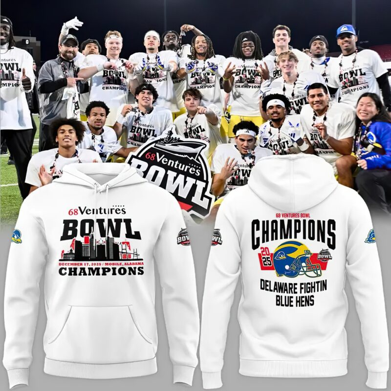 _ Delaware Fightin' Blue Hens 2025 68 Ventures Bowl Champions Locker Room Hoodie