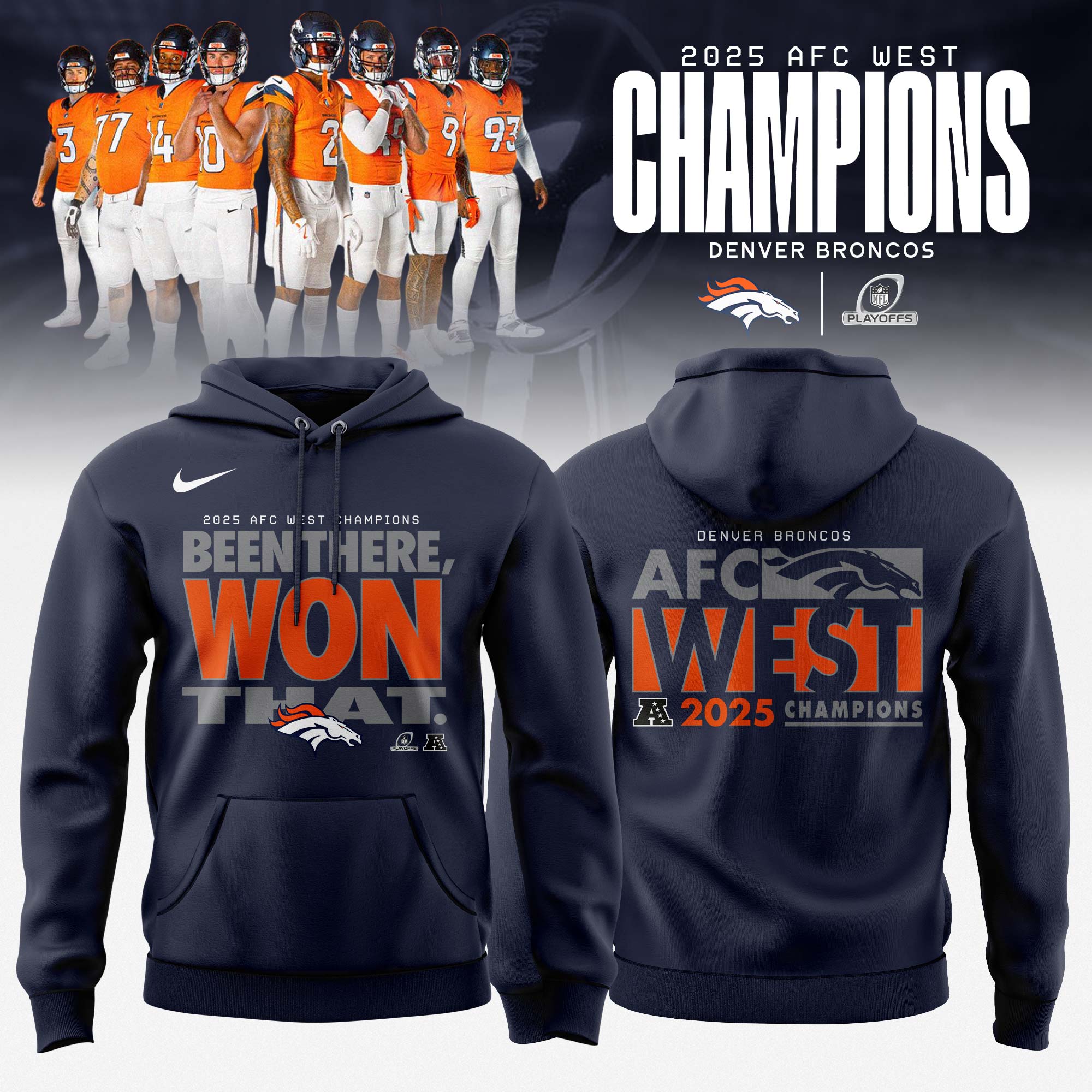 Denver Broncos 2025 AFC West Division Champions Locker Room Hoodie