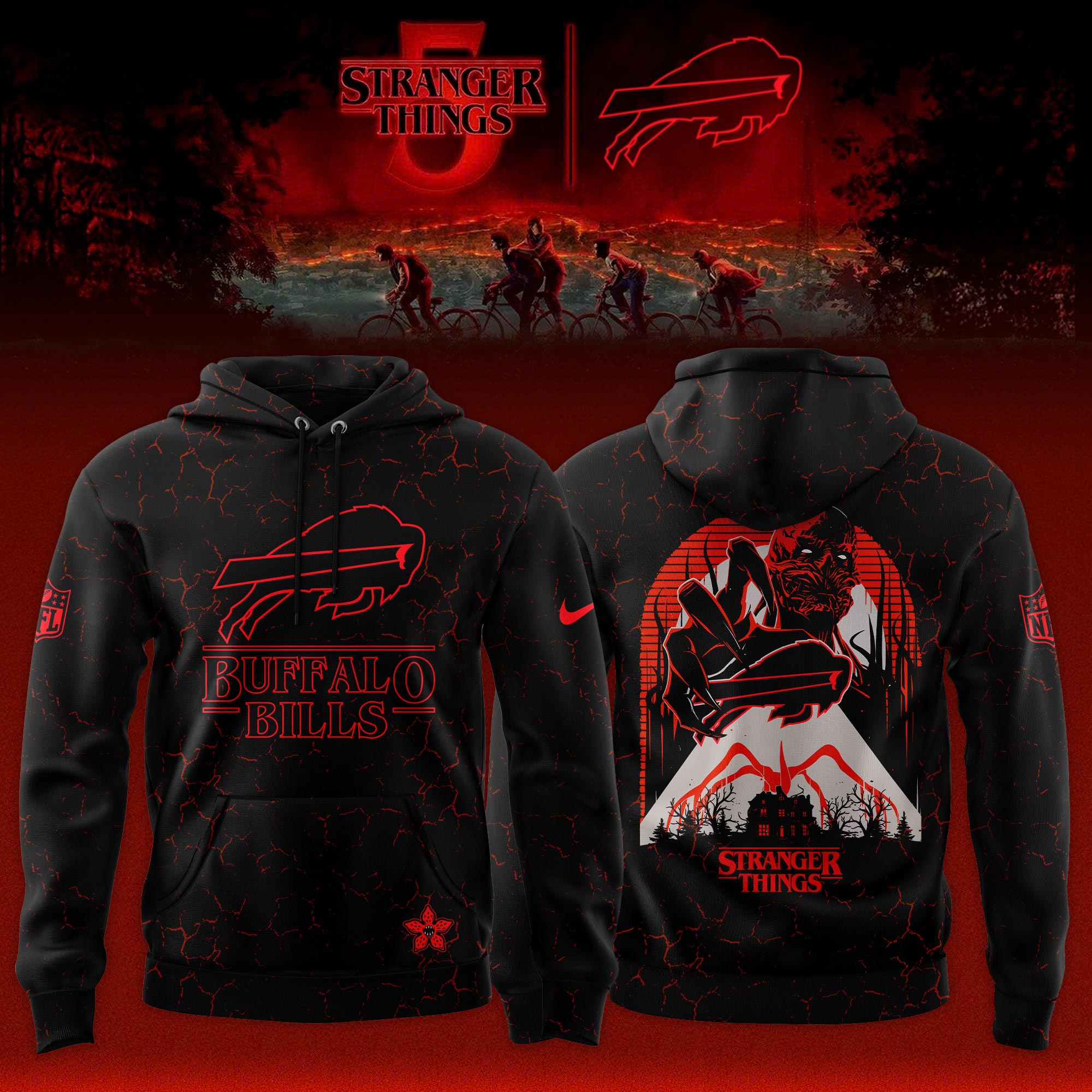 _ Buffalo Bills x Stranger Things Limited Edition Hoodie