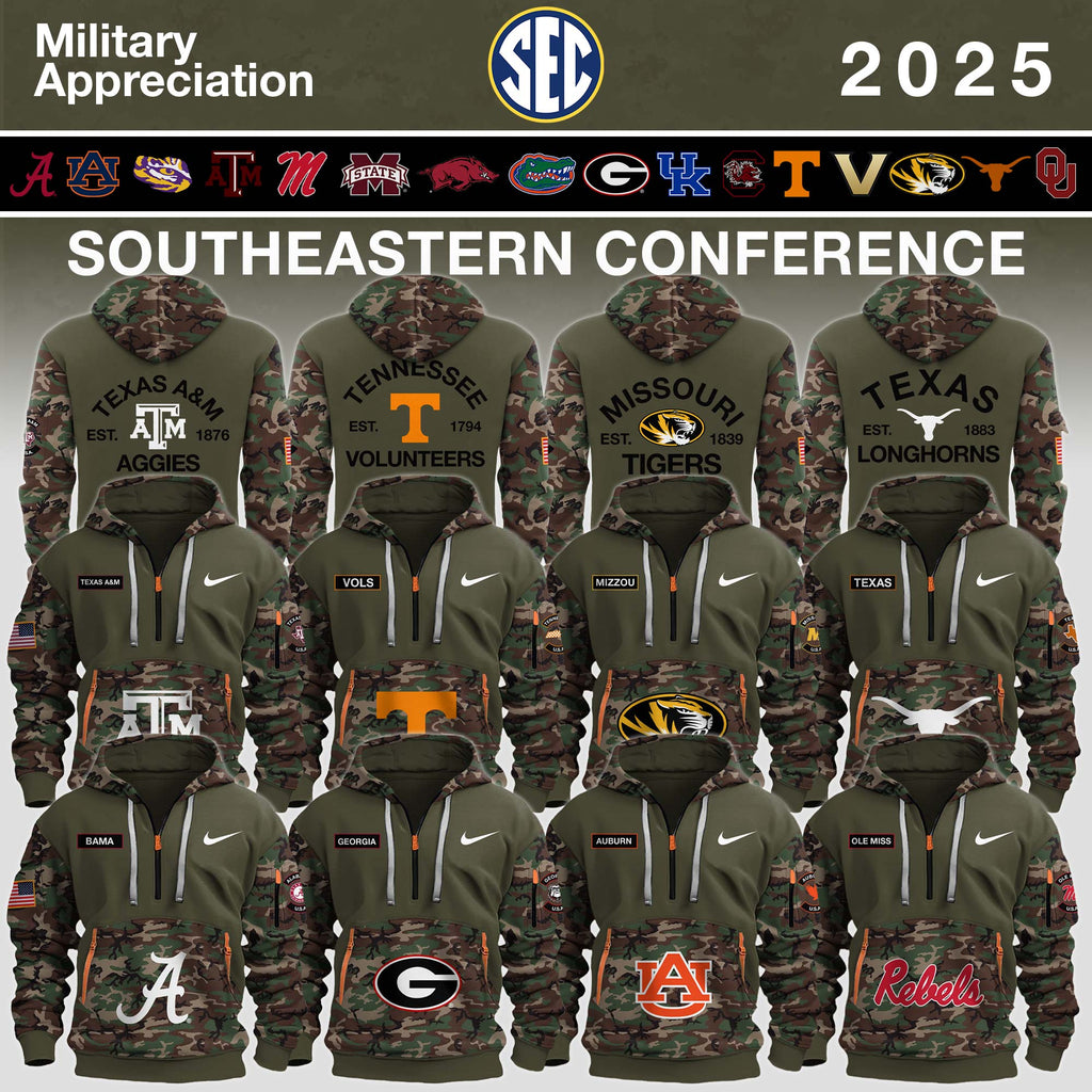 Southeastern Conference Teams 2025 Military Appreciation Limited Edition Zip Hoodie