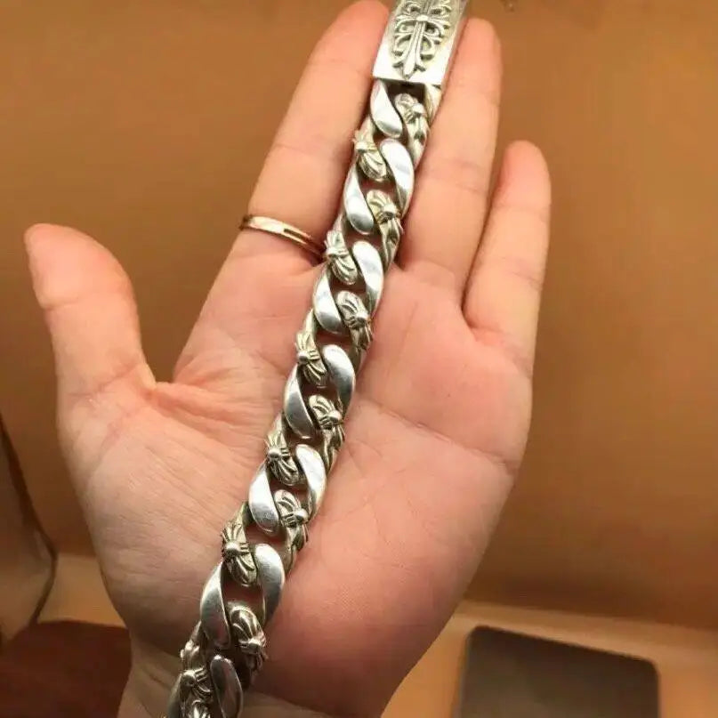 Men's and women's same handmade silver-plated men's wide-version bracelet Miao handmade silver jewelry Miao silver bracelet
