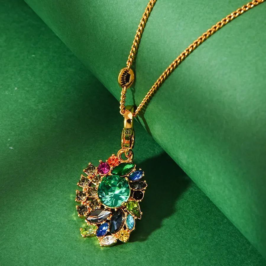 European and American Fashion Trends Sweet Fresh Geometric Shape Colored Crystal Pendant Pendant Necklace
