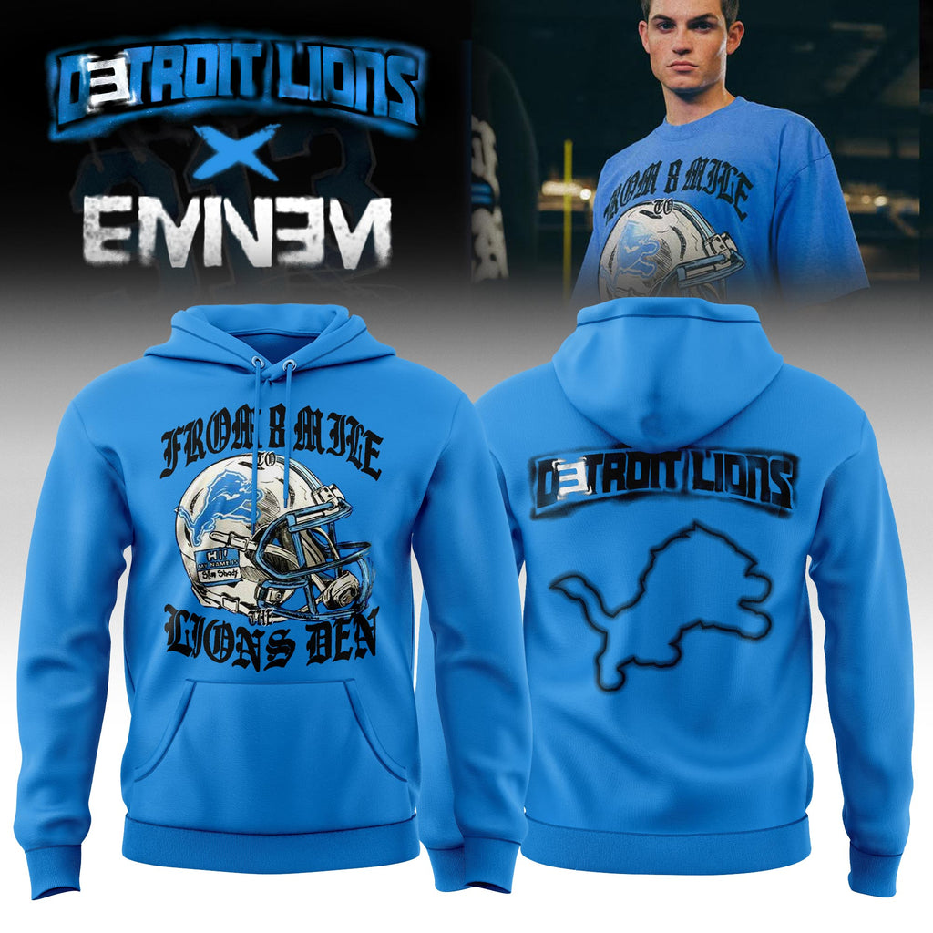 _ .Eminem x Detroit Lions "Thanksgiving Halftime Show" Limited Edition Hoodie - Blue