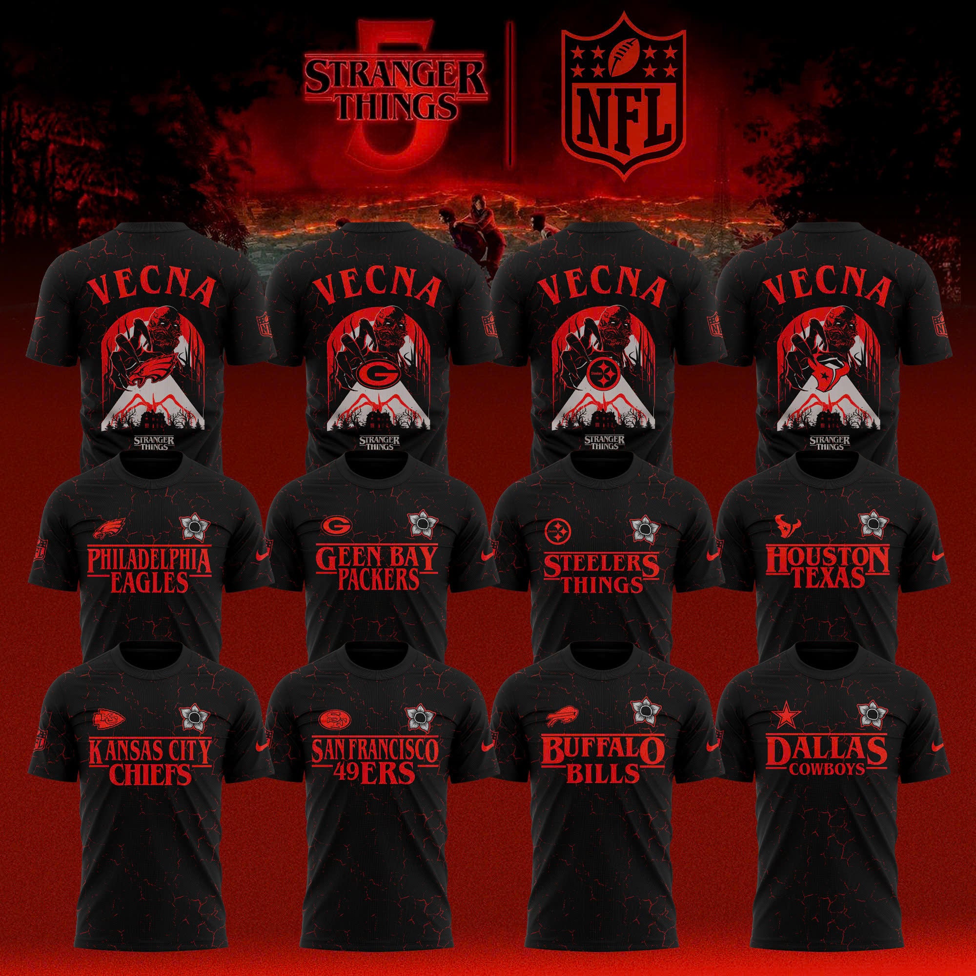 _ NFL Teams x Stranger Things Limited T-shirt