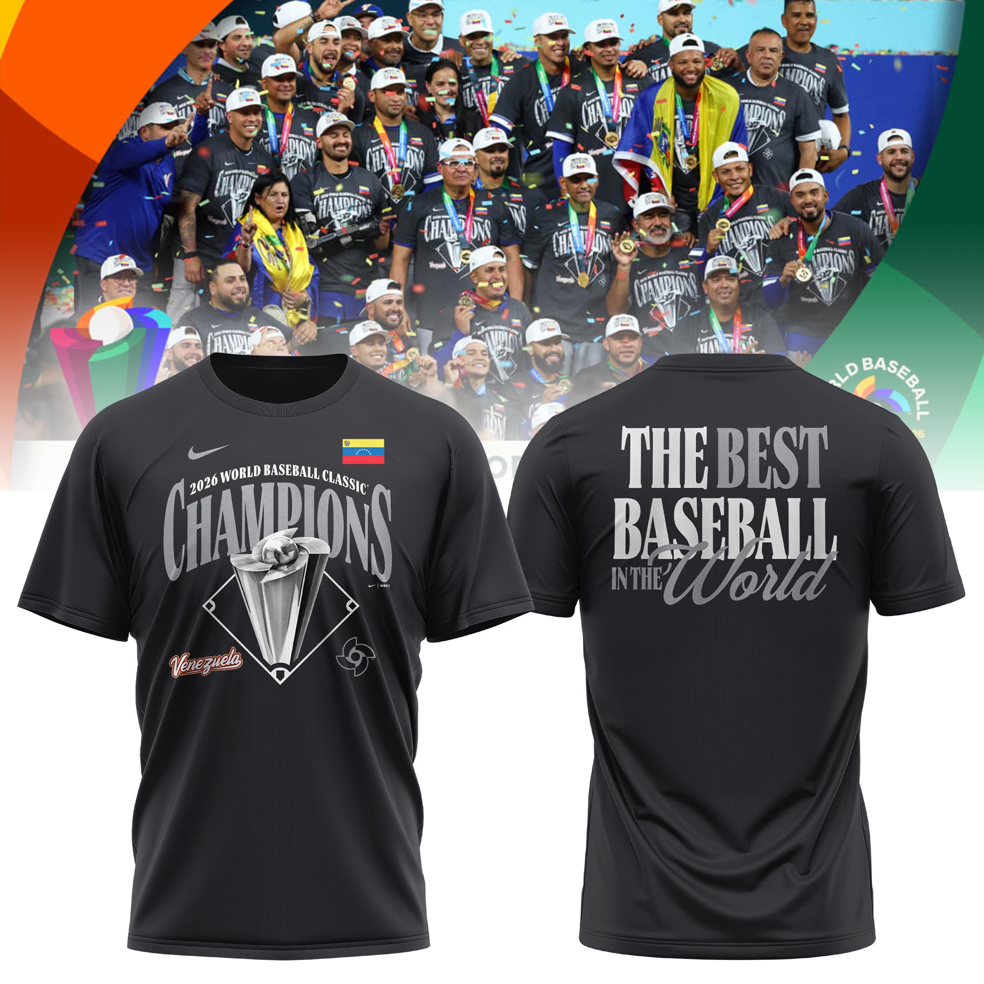 Venezuela Baseball 2026 World Baseball Classic Champions Locker Room T-shirt