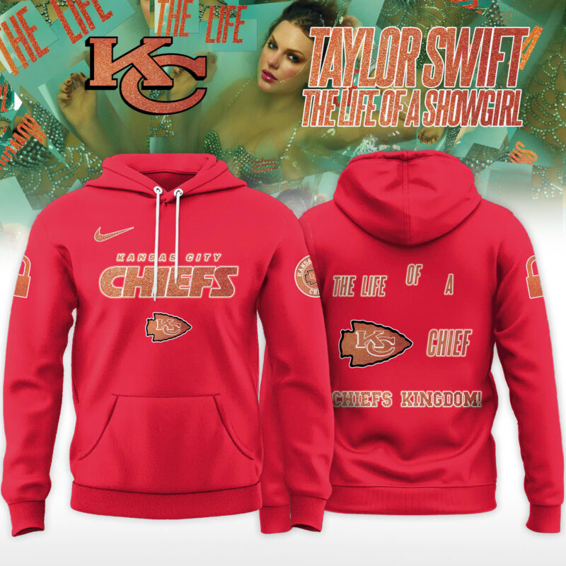 _ Kansas City Chiefs x Taylor Swift "The Life of a Showgirl" Album Limited Editions 2025 Hoodie - Red