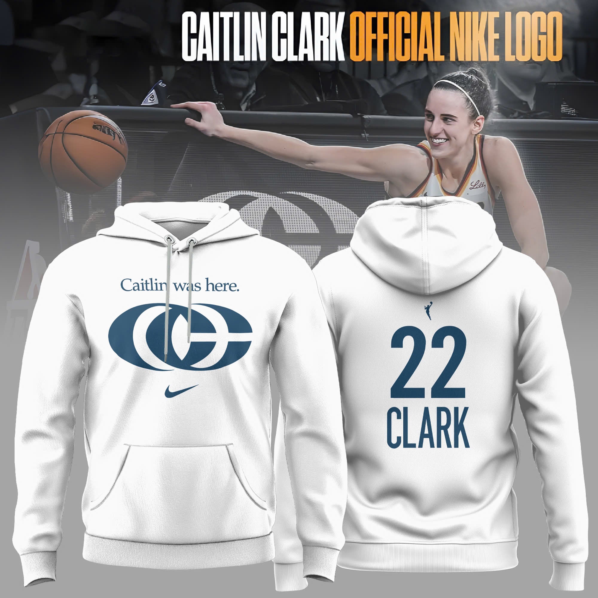 _ Special New Caitlin Clark Logo Hoodie White