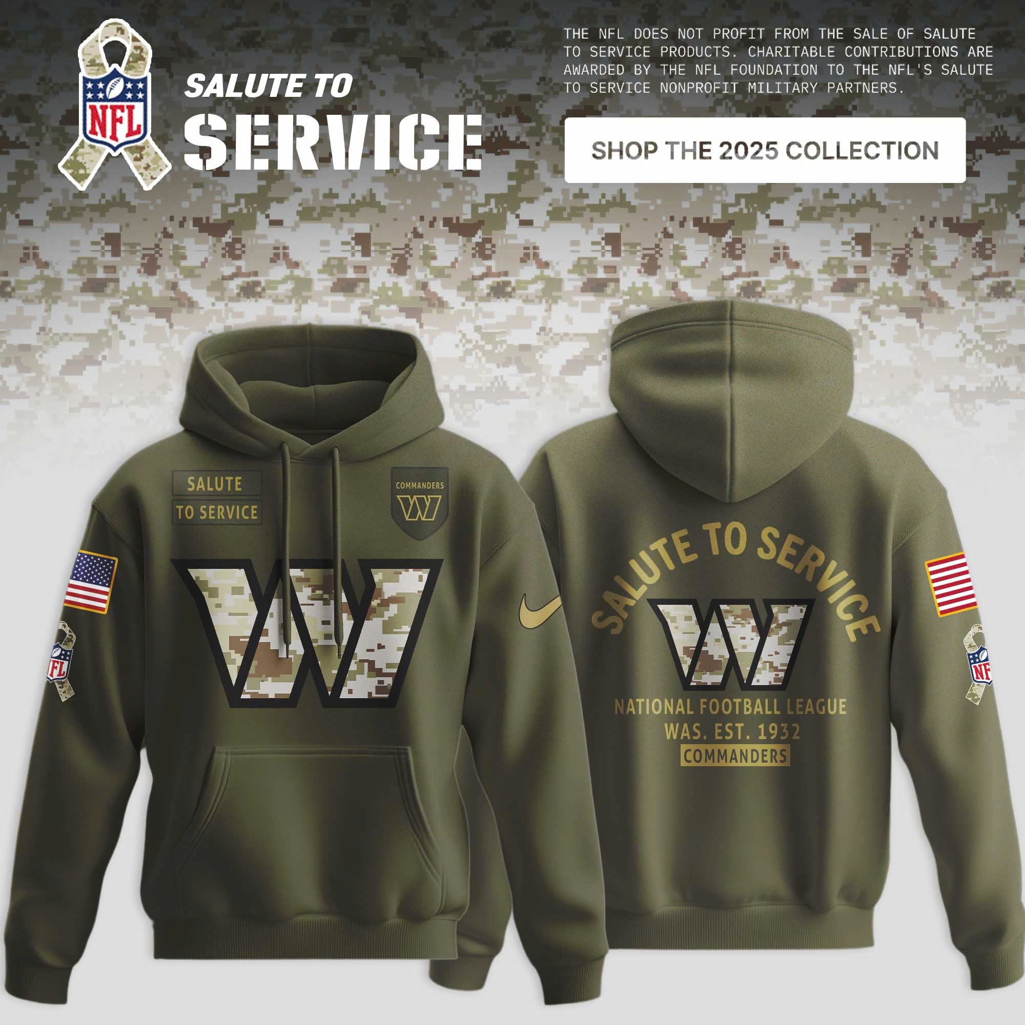 Washington Commanders Olive 2025 NFL Salute to Service Limited Hoodie