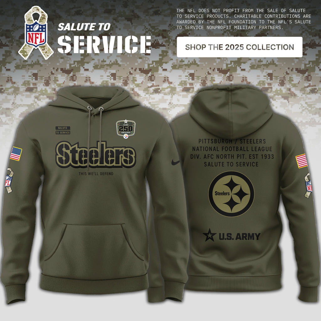 _ Pittsburgh Steelers US Army 's 250th Birthday Limited Editions Hoodie