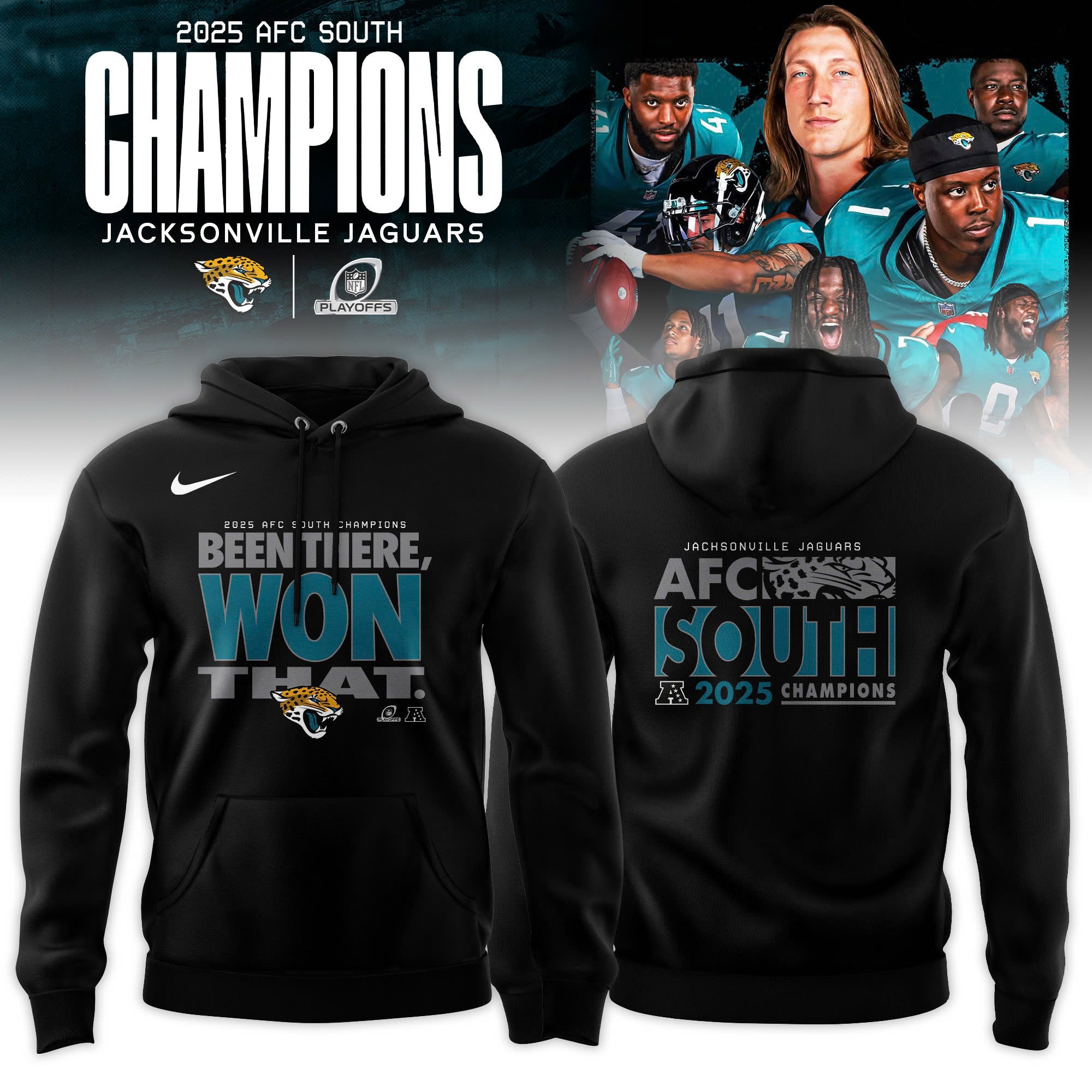 Jacksonville Jaguars 2025 AFC South Division Champions Locker Room Hoodie
