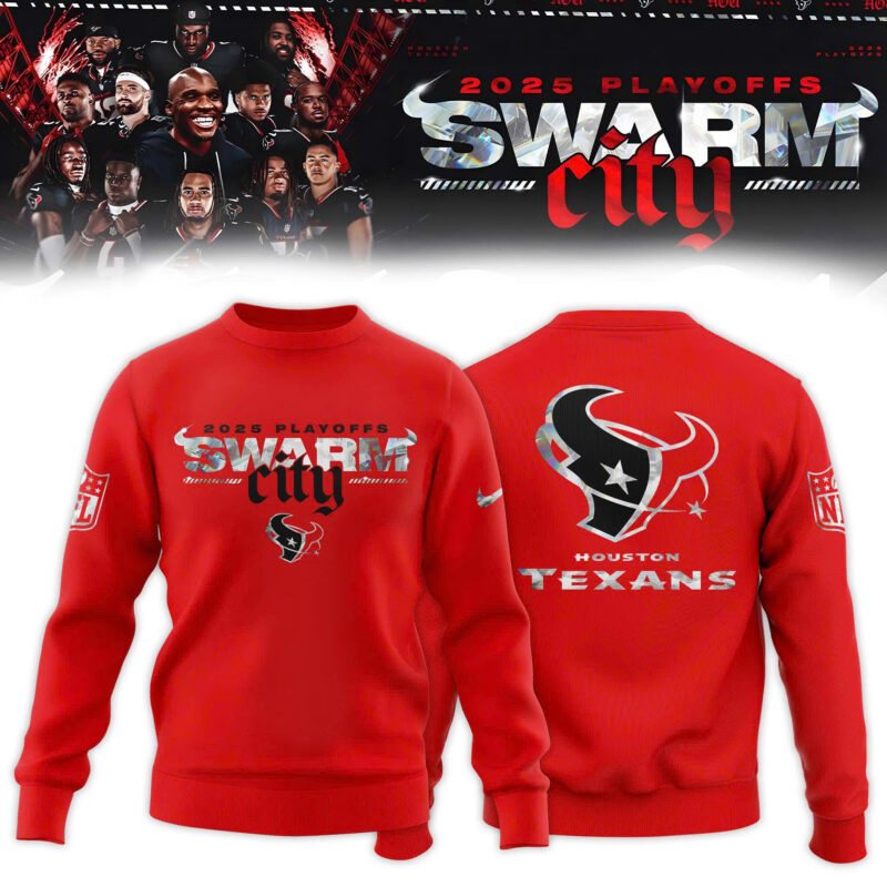 _Houston Texans 2025 NFL Playoffs S.W.A.R.M. City Special Edition Red Sweatshirt